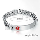 Mens Stainless Steel Chain  Alert ID Cuff Bracelet Wristband Bangle