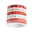 5 x 5 Meters of Styles 3/8" Christmas Grosgrain Fabric Satin Ribbon Set For Gift