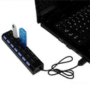 Powered Independent 7-Port USB 3.0 High Speed Extension Charger Adapter Switch