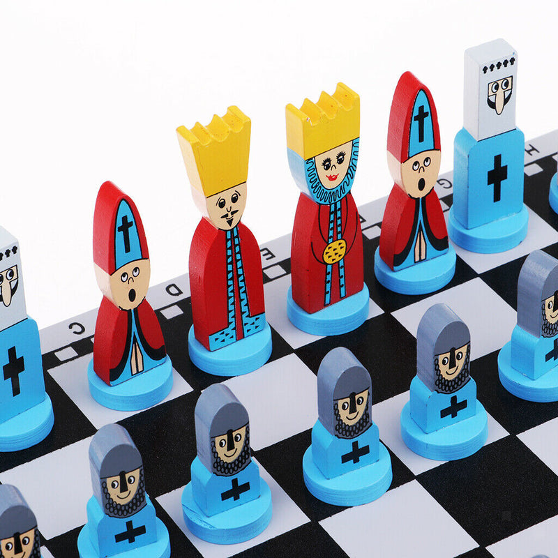 Handmade European Wooden Chess Set with 11 Inch Board and Chess Pieces