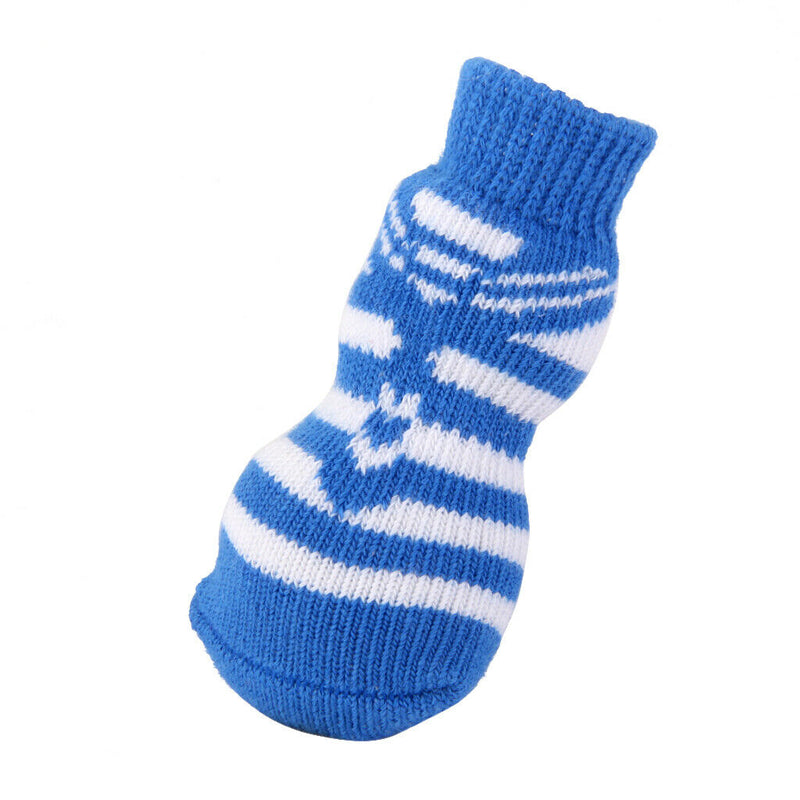 Striped Pet Dog Doggie Socks Paws Covers w/ Non-slip Bottom -Size S