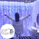 Xmas LED Fairy Lamp Remote Control Curtain String Light (Hook)(White Light) A