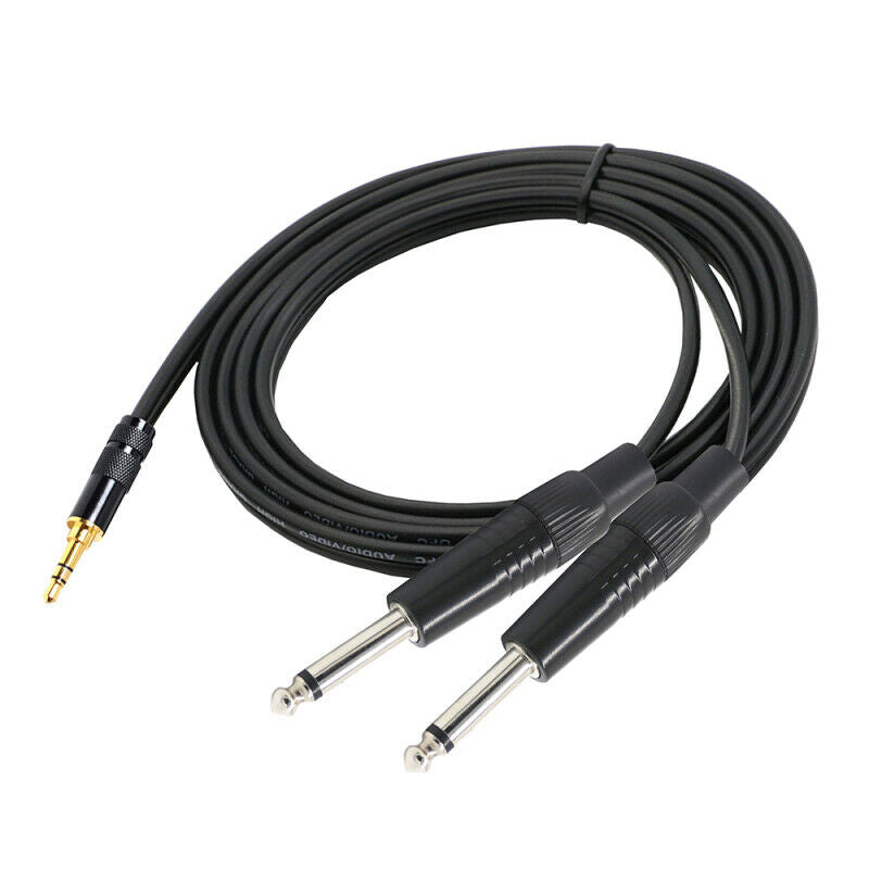1/8" 3.5mm to Dual 6.35mm 1/4" Mono Jack Stereo Y-Splitter Headphone Audio tre