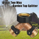 2-Way Metal Y Connector Garden Connector Hose Splitter Valves Shut off I4H5