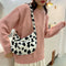 Casual Cow Printed Handbag Women Shoulder Crossbody Bag Plush Dumpling Tote
