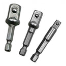 Socket Adapter Set 1/4" 3/8" 1/2" Drive 2" Long 3-Piece Home Repair Tool