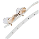 Woman's Candy Color Bowknot PU Leather Waistband - White