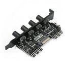 12V Computer Case Fan Hub Regulator 8 Way 4 Knob SATA/3Pin Speed Controller A