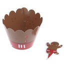 24PCS Christmas Cake Wrappers Cake Toppers Cupcake (12 Wrappers + 12 TopperS Ew