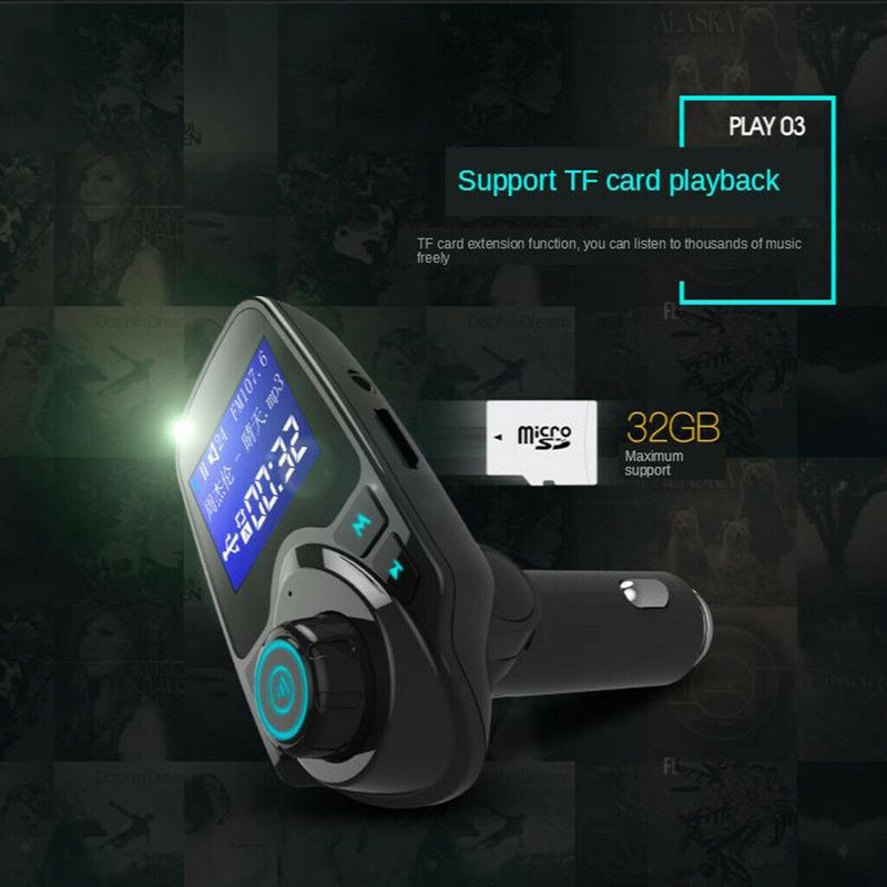 1.44" LCD  Car FM Transmitter Voltmeter AUX Dual USB Charger Kit