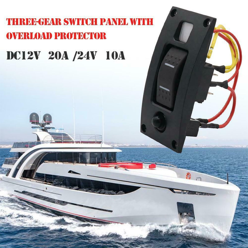 1 Gang Boat Marine Switch Panel ON-OFF-ON Rocker Switch with Circuit Breaker