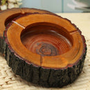 Round brown wood smoke ashtray tobacco cigarette ash holder 9-10cm
