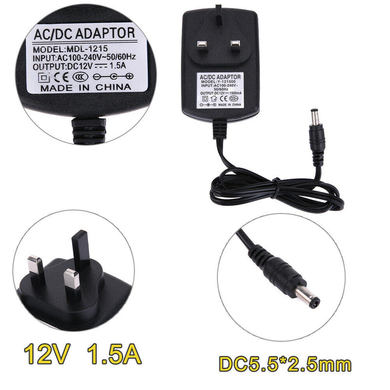 DC12V 1.5A Adapter AC to DC Converter Power Supply Adapter 5.5*2.5 mm