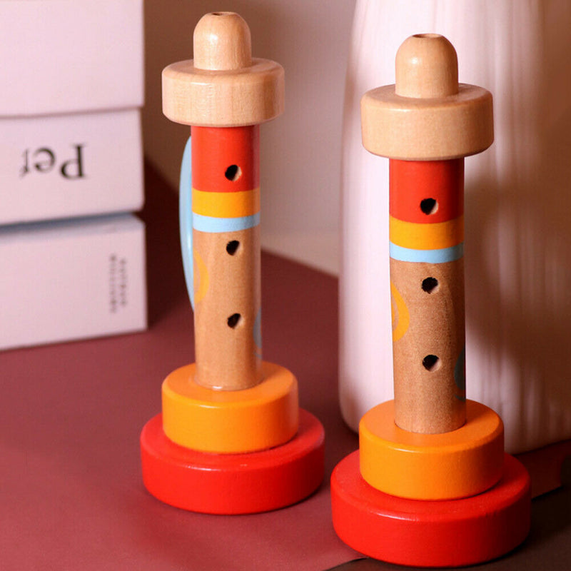 Baby Wooden Vertical Whistle Trumpet Toys Kids Portable Montessori Instrument