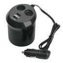 Car Cigarette Lighter 2 Way Dual USB Socket Charger Splitter Power Phone Adapter