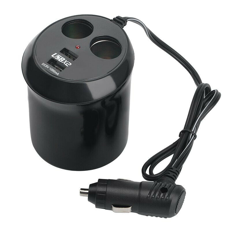 Car Cigarette Lighter 2 Way Dual USB Socket Charger Splitter Power Phone Adapter