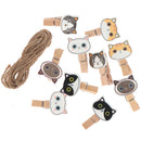 10 pcs/ lot Cute Cartoon Cat Cute Wooden Paper Clips / Small Craft Photo PegsJ!E