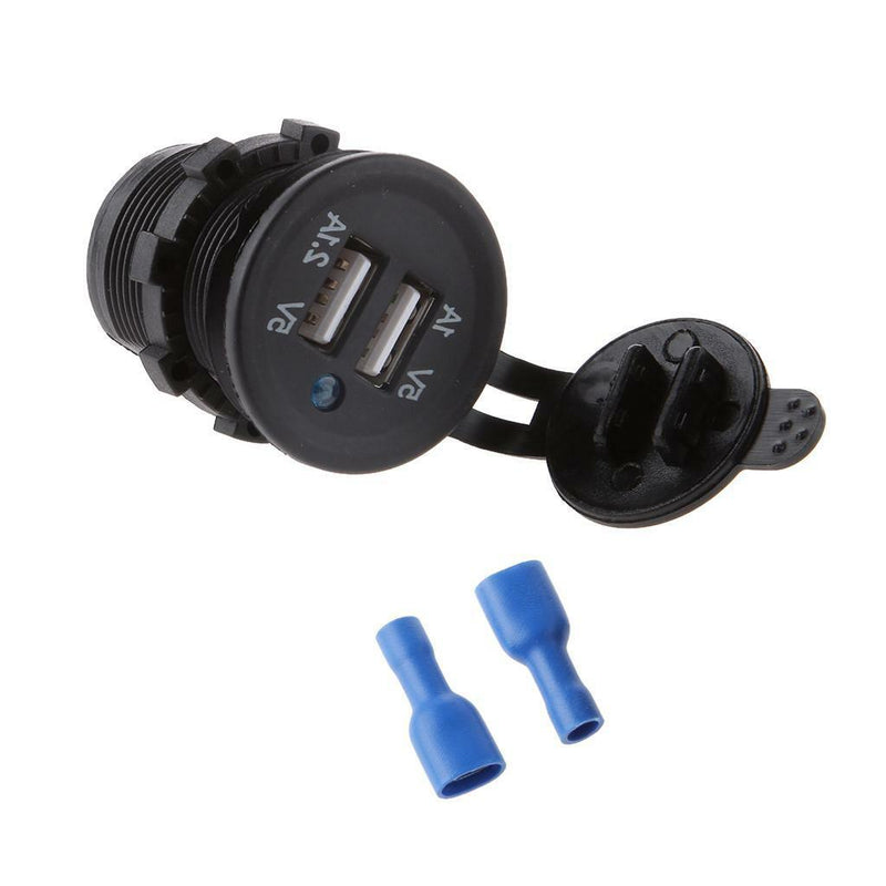 1X Waterproof Dual USB Car Power Adapter Charger Plug Socket Outlet Motorcycle