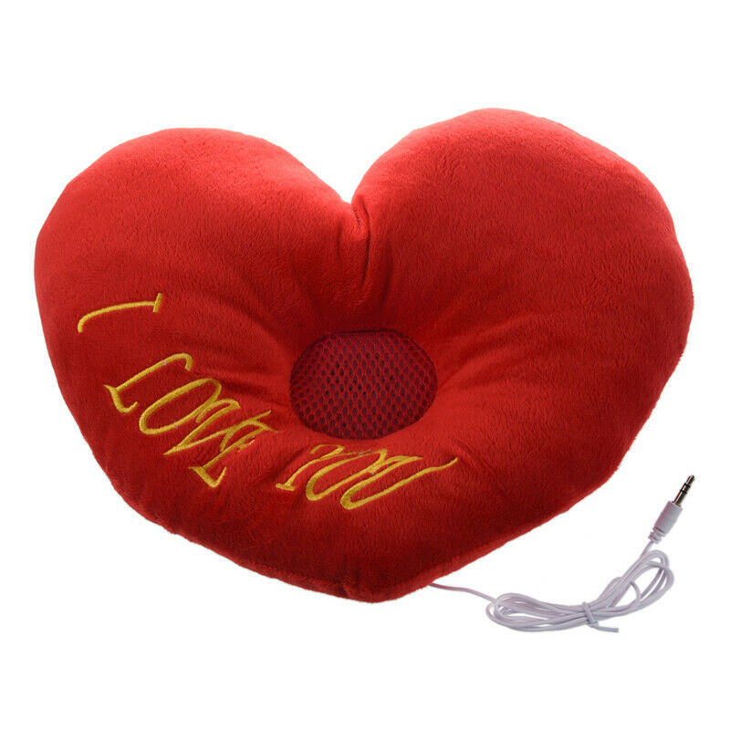 Red Lover Heart Speaker Music Soft Travel Sleeping Pillow