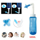500mL Sinus Allergy Relief Neti Pot Nasal Cleaner Wash Rinse Bottle + Heads