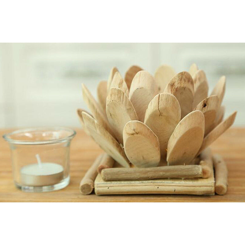 Wooden Candle Holders Lotus Tealight Stand Wedding Church Home Decor
