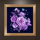DIY 5D Purple Flowers Diamond Painting Embroidery Cross Crafts Stitch Decor