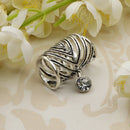 Clear Crystal Charms Dangle Silk Chiffon Scarf Rings Tube Buckle Jewelry