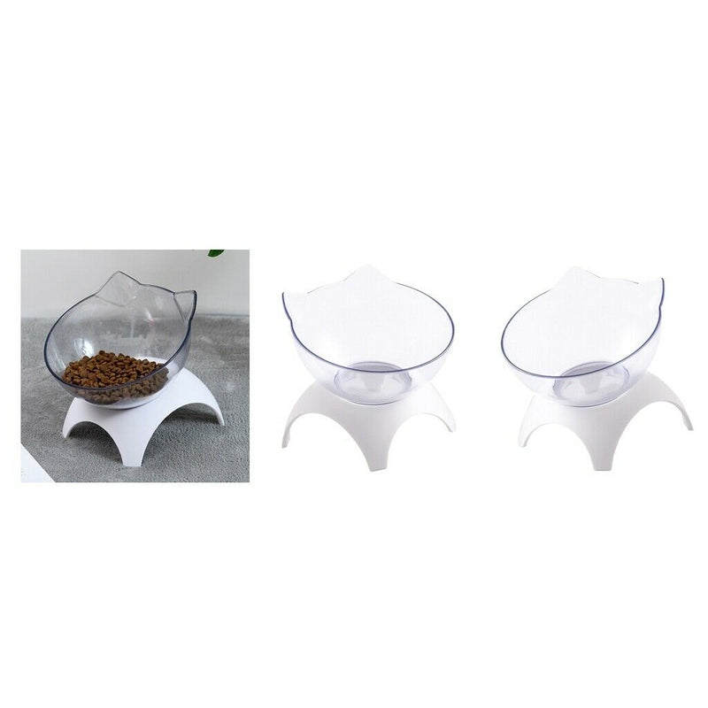 2x Cat Kitty Elevated Bowls Raised Container For Cats And