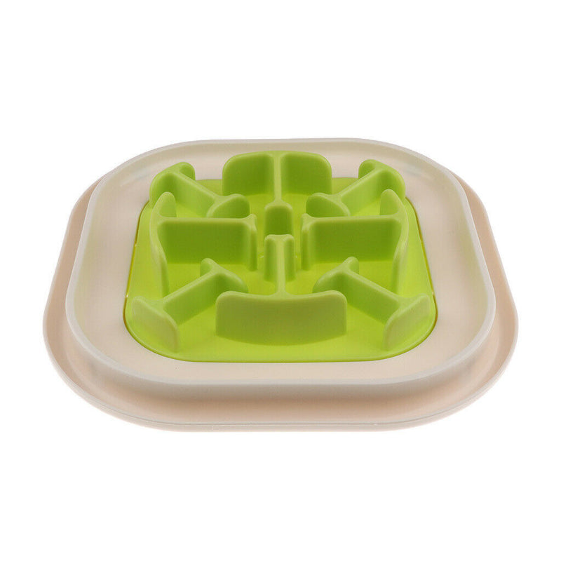 Pet Dog Cat Slow Bowl Feeder Feeding Dish Anti-Choking Bone type Green
