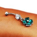 Retro Crystal Clover Navel Piercing Sexy Belly Button Ring Body PiercingSR FT