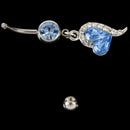 1pc Rhinestone Crystal Heart Barbells Navel Belly Bar Button Ring Body Pier M6O9