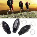 4 in1 Survival Whistle Compass Magnifier Thermometer Keychain Travel EDC Outdoor