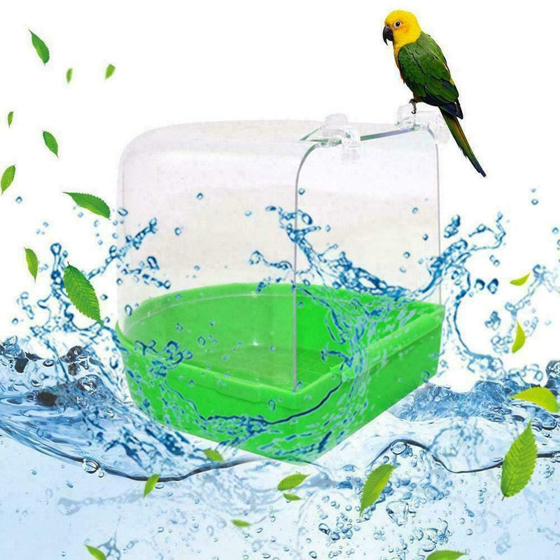 Clean Parrot Bird Bathtub Box Bird Bath Shower Standing Wash New Cage Box P1O0