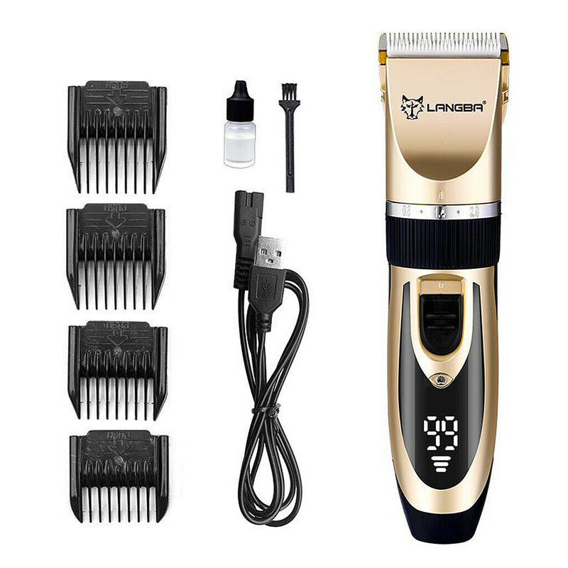 Cordless USB Electric Pet Hair Trimmer Kit Mute Grooming Clipper Cats Shaver