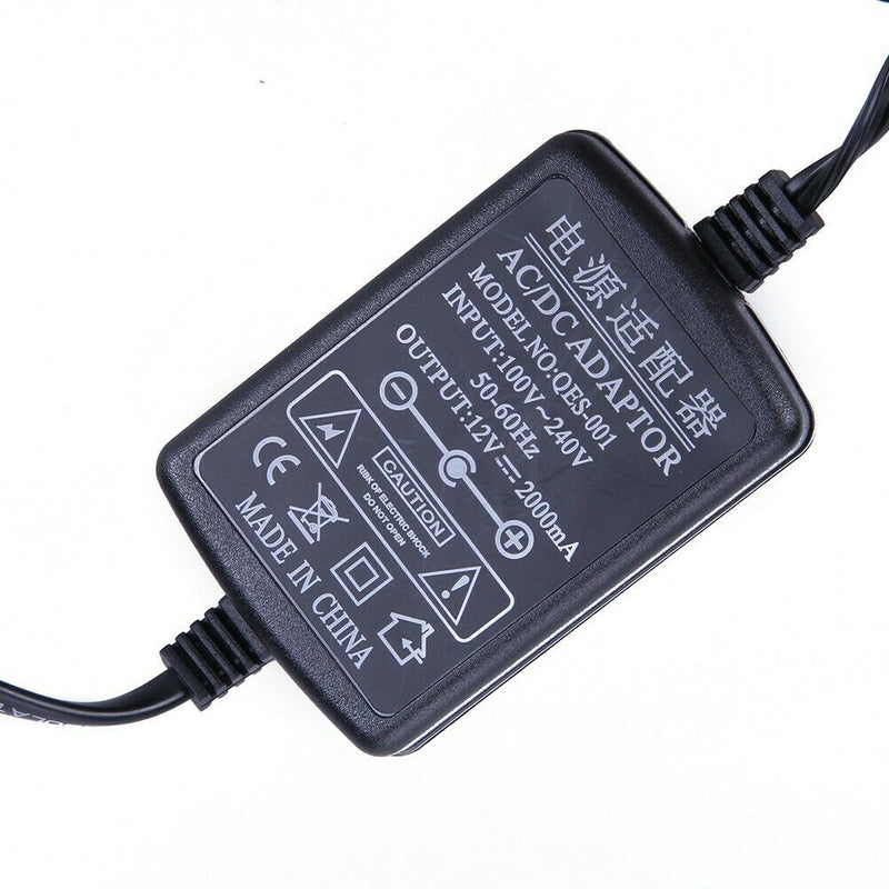 AC to DC Power Adapter 12V 2A Dual Cable Converter Universal 5.5x2.1-2.5mm