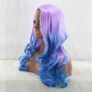 High Temperature Fiber Long Wavy Wigs Women Gradient Middle Part False Hair