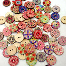 200pcs DIY Assorted 2 Holes Wood Buttons for Sewing Scrapbooking Crafts 20mm