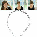 5pcs Unisex Sport Headband Black Head Hoop Band Hairband Metallic Wavy Hair O8W5