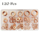 120pcs M6-M20 Assorted Solid Copper Gasket Washer Seal Flat Ring Set with Box kw