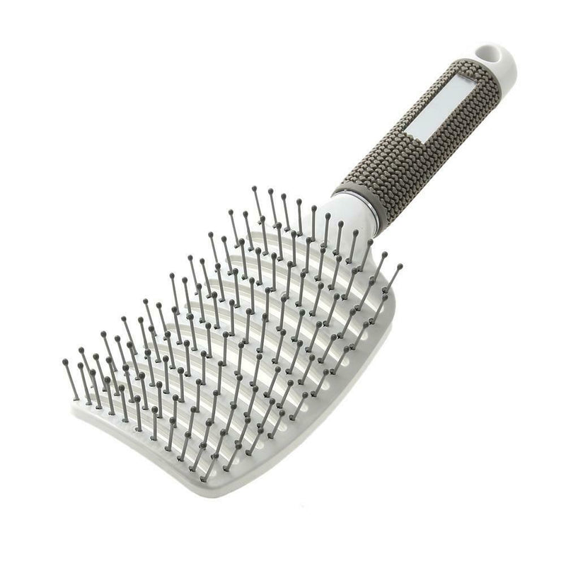 Professional Ribs Comb Women Wet Massage Styling Tool Hairbrush(White) A