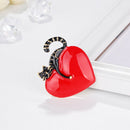 Cat Love Heart Enamel Pins Badge Clothes Lapel Brooch Women Jewelry (Black) A