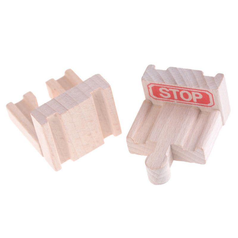 2pcs End Bumper Buffer Stop Set Wooden Railway Track Accessories Train Block SE