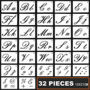 32 Styles Alphabet Letter Number Stencils Templates for Drawing Art Painting