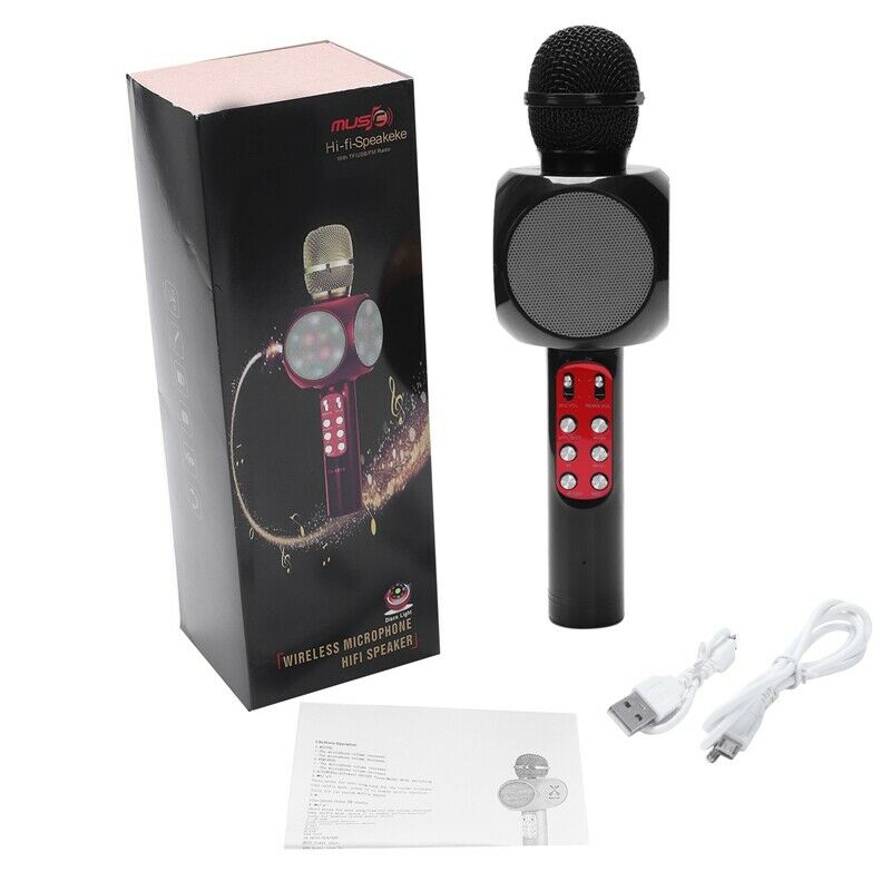 Wireless Bluetooth Ktv Speaker Mini Home Mic Microphone Fashion Flash Led L