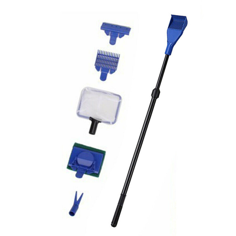 Fish Net Gravel Rake Scraper Aquarium Cleaning Tool (5 in 1 Adjustable) A