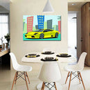 DIY Handmade Wall Art Gift Linen By Numbers Oil Painting Set Yellow Sports Car