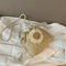 Women Straw Bucket Shoulder Bags Flower Drawstring Crossbody Pouch (Khaki)