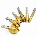 6pcs HSS Chamfer Drill Bit Hex Shank 90 Degree 6mm-19mm Countersink Chamfer
