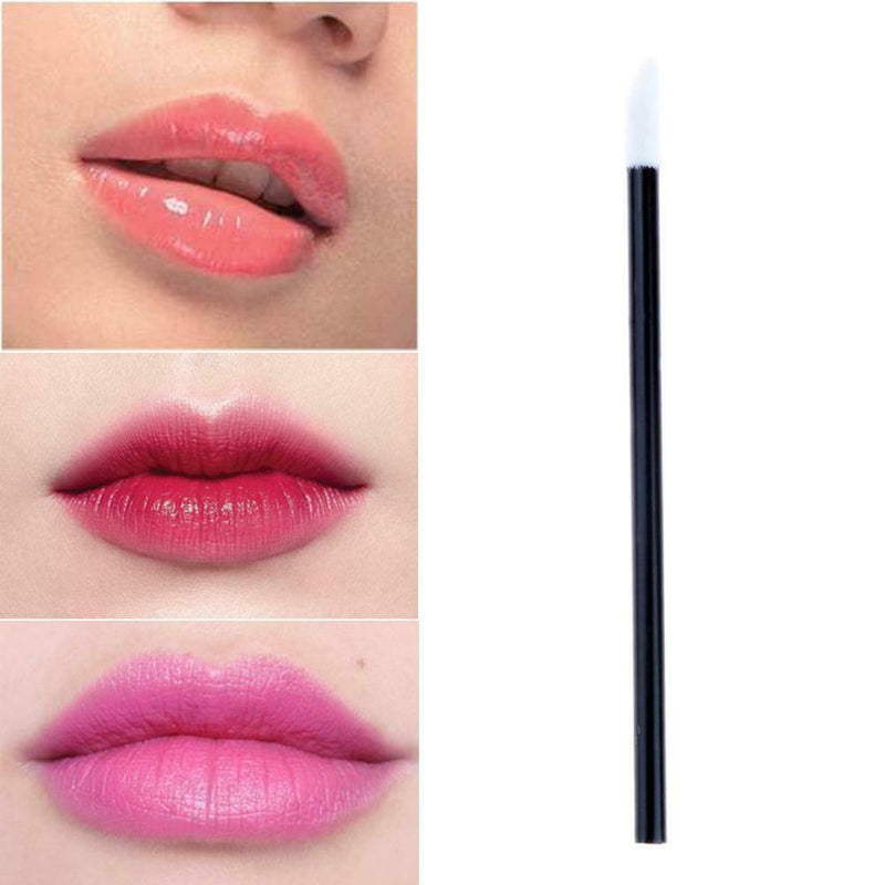 50pcs Disposable Lip Brush Lipstick Gloss Wands Lipbrush Makeup Tool Black A