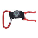 Red Carabiner Water Bottle Holder Camping Hiking with Compass W8U2